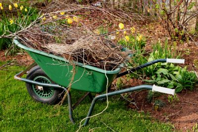 Clearing Debris from Flower Beds